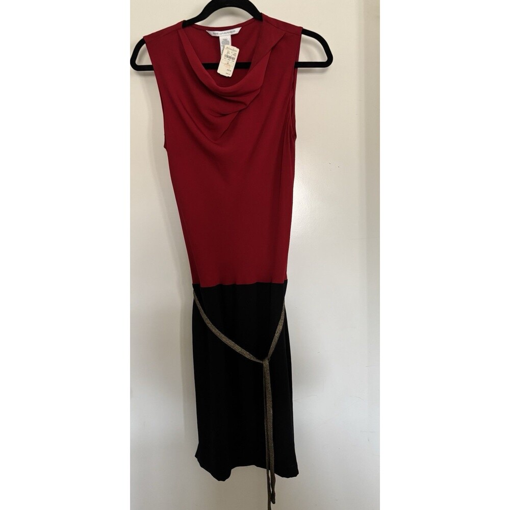 Diane Von Furstenberg Crista Pomegranate Black Dress Silk Size 8 - Picture 5 of 12